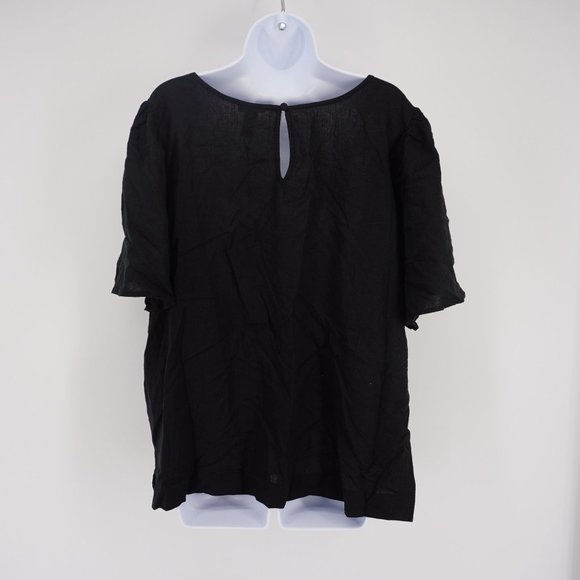 Ava & Viv NWT Women's Plus Size Black Linen Short Sleeve V-Neck Shirt Sz 2X - Picture 2 of 4